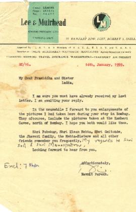 จดหมายจาก Mr. Navnit Parekh ถึง Mr. Prasidh Silapabanleng
