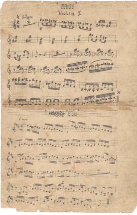 โน้ตเพลง เพลงรบ, เพลงม้าวิ่ง : Violin 2 part / ด้านหลัง เพลงสีเฟ, เพลงวิงวอน : Violin 2 part